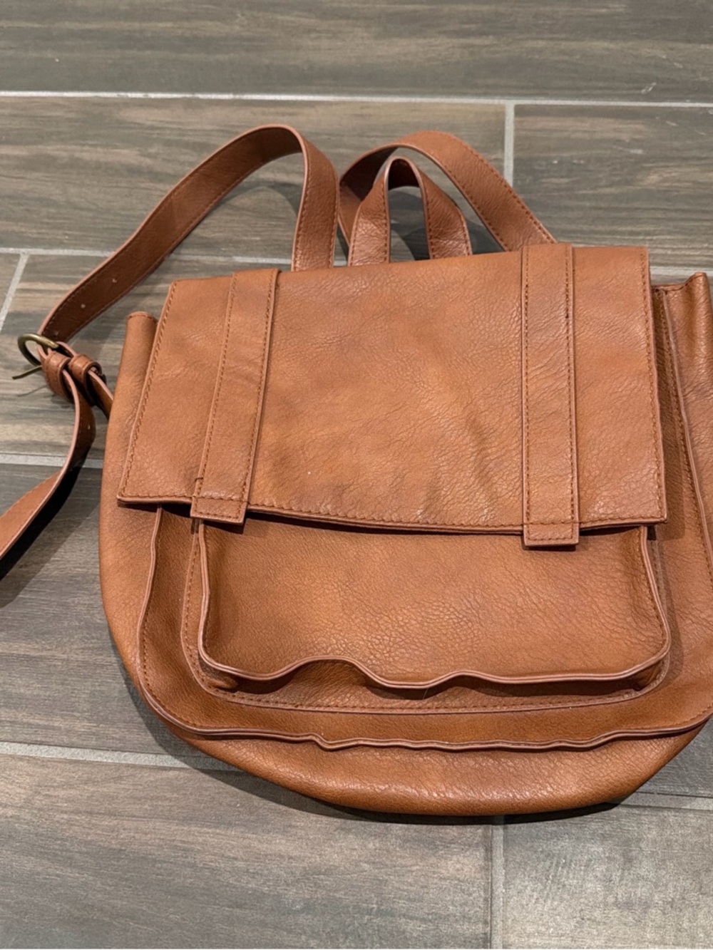 Universal Thread Tan/Brown Faux Leather Crossbody Backpack